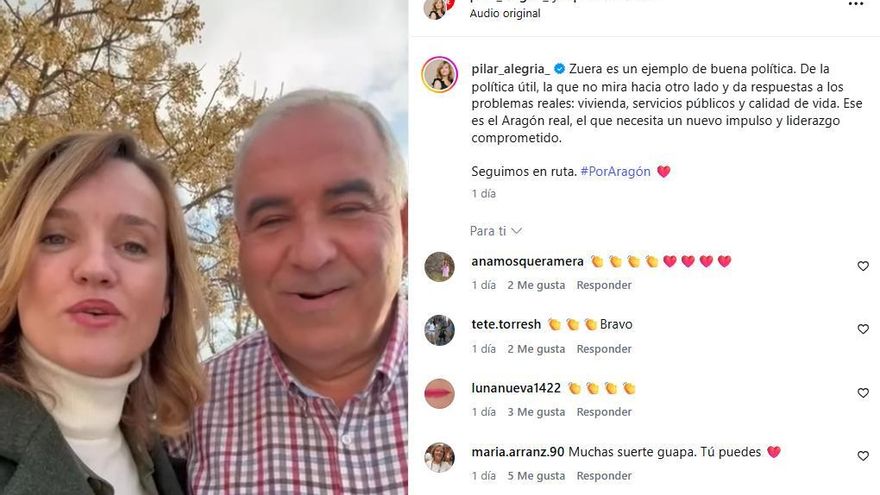 La Junta Electoral de Aragón obliga a Alegría a retirar una publicación de Instagram tras una denuncia del PP