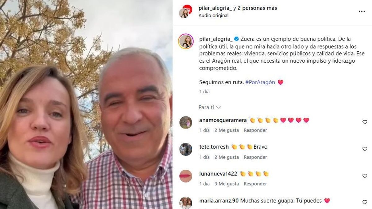 La Junta Electoral de Aragón obliga a Alegría a retirar una publicación de Instagram tras una denuncia del PP