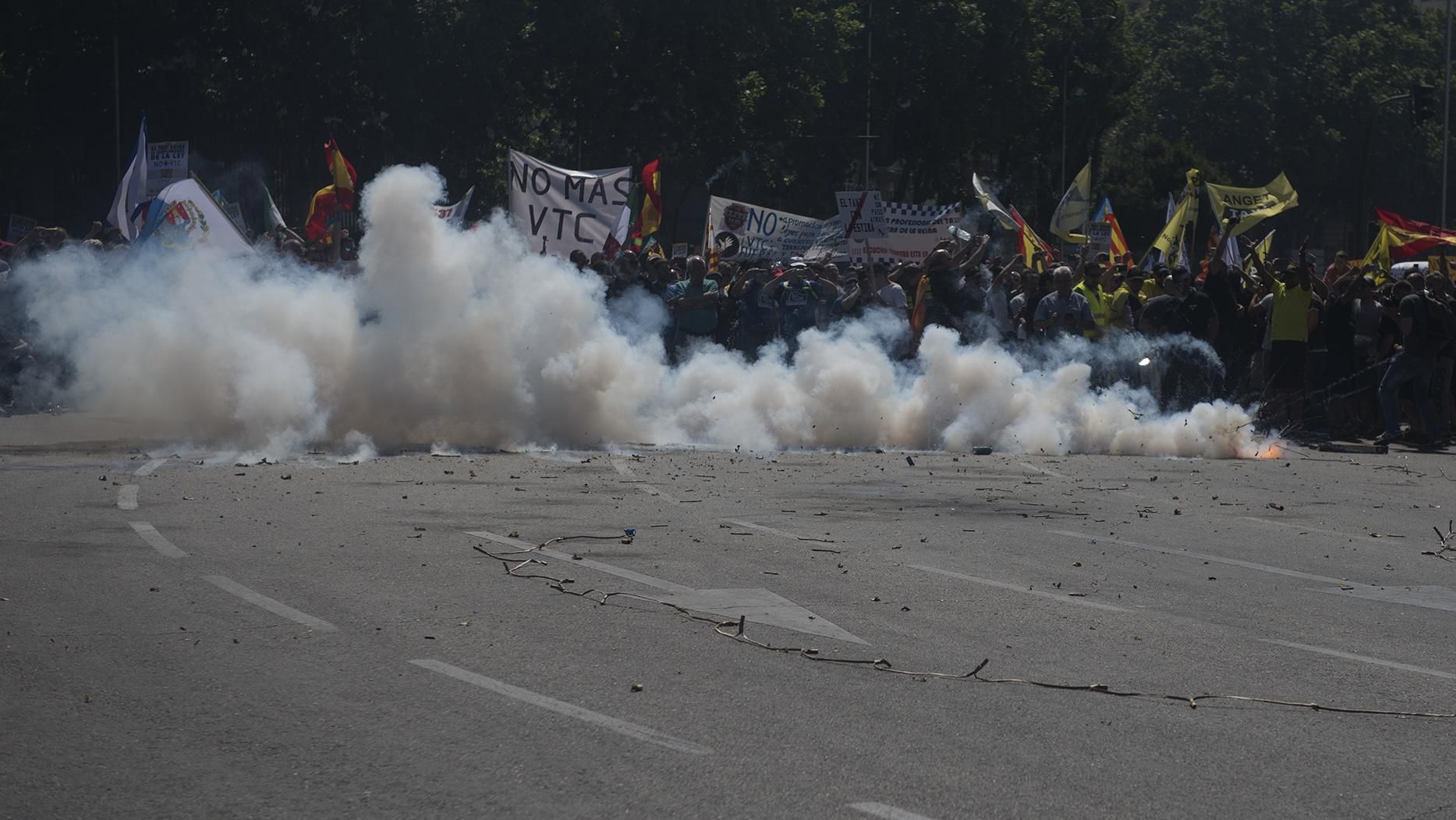 Protesta de taxistas en Madrid. Foto: Fernando Sánchez