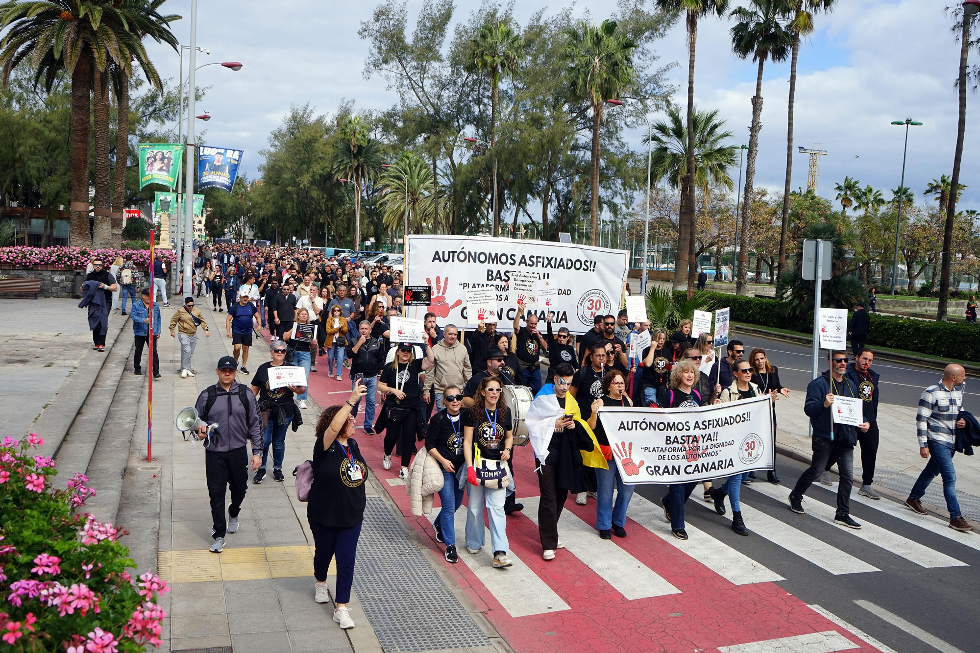 Manifestación de autónomos en la capital grancanaria.