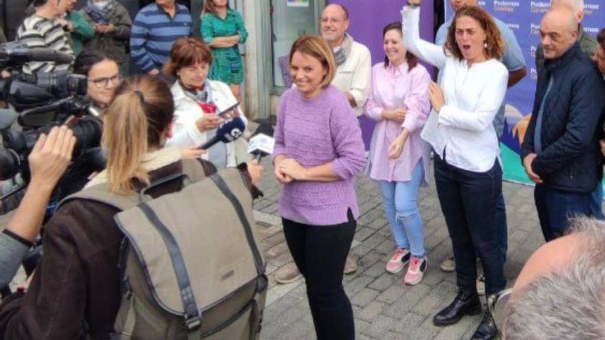 Noemí Santana en la sede de Podemos en Gran Canaria.