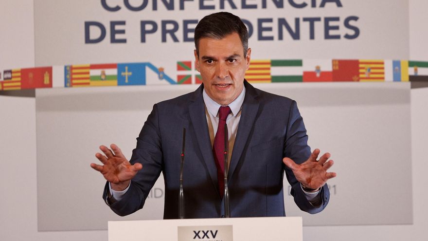 El presidente del Gobierno, Pedro Sánchez, ofrece una rueda de prensa tras la reunión telemática de la XXV Conferencia de presidentes autonómicos. EFE/Rodrigo Jiménez/Archivo
