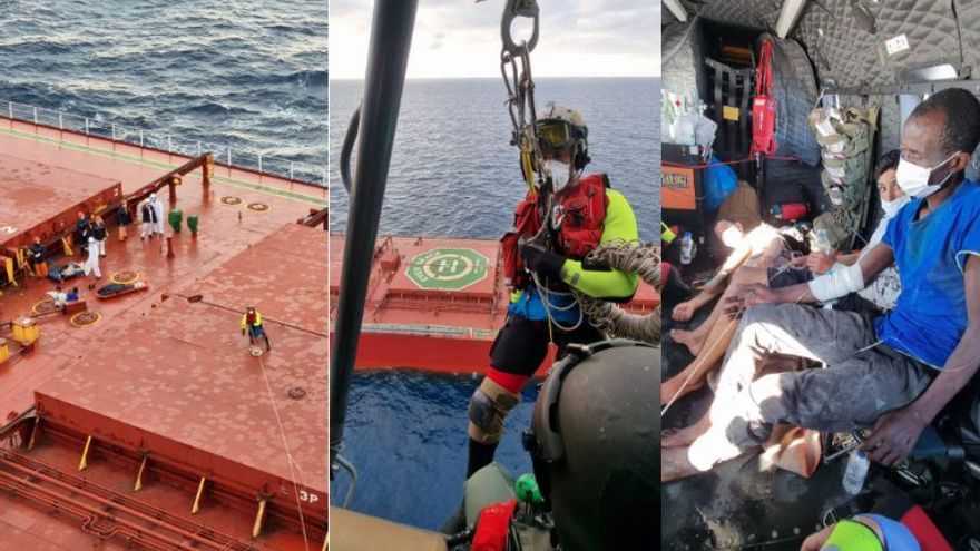 Traslado de tres personas en mal estado de salud. / Ministerio de Defensa