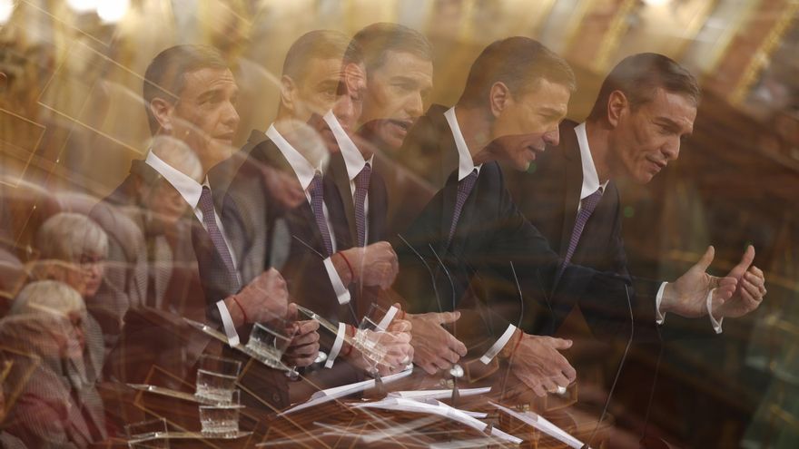 El presidente del Gobierno, Pedro Sánchez, durante su comparecencia en el Congreso de los Diputados.
