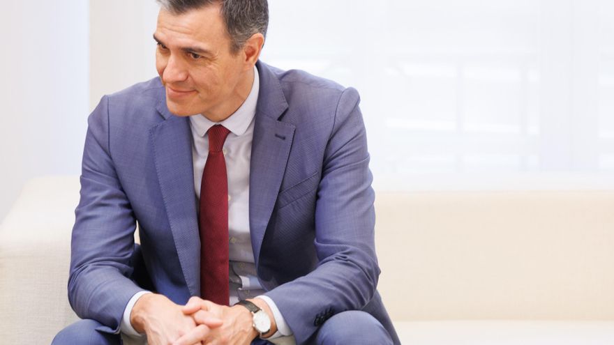 El presidente del Gobierno, Pedro Sánchez, durante un encuentro en el Palacio de la Moncloa