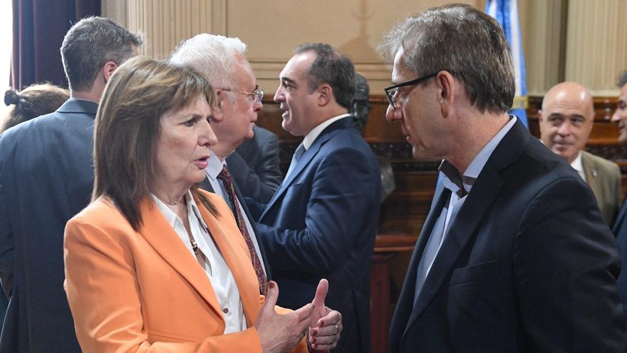 Patricia Bullrich junto a el jefe de bloque radical, Eduardo Vischi