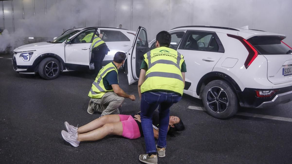 Simulacro de accidente en el túnel de los omeyas