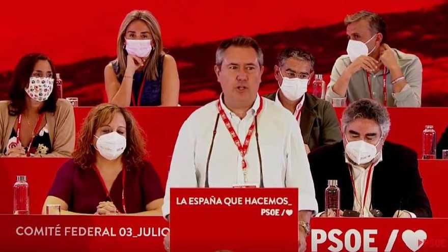 Juan Espadas, durante su intervención en el Comité Federal del PSOE de este sábado.