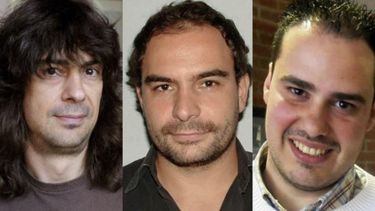 Los periodistas José Manuel López, Ángel Sastre, y Antonio Pampliega, de izquierda a derecha.