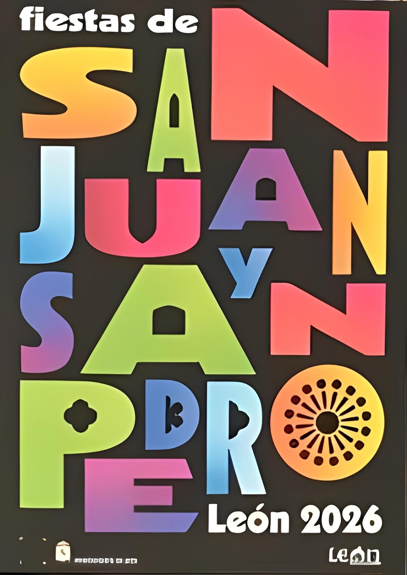 Cartel finalmente ganador de las fiestas de San Juan y San Pedro de León 2026, de Ángela García.