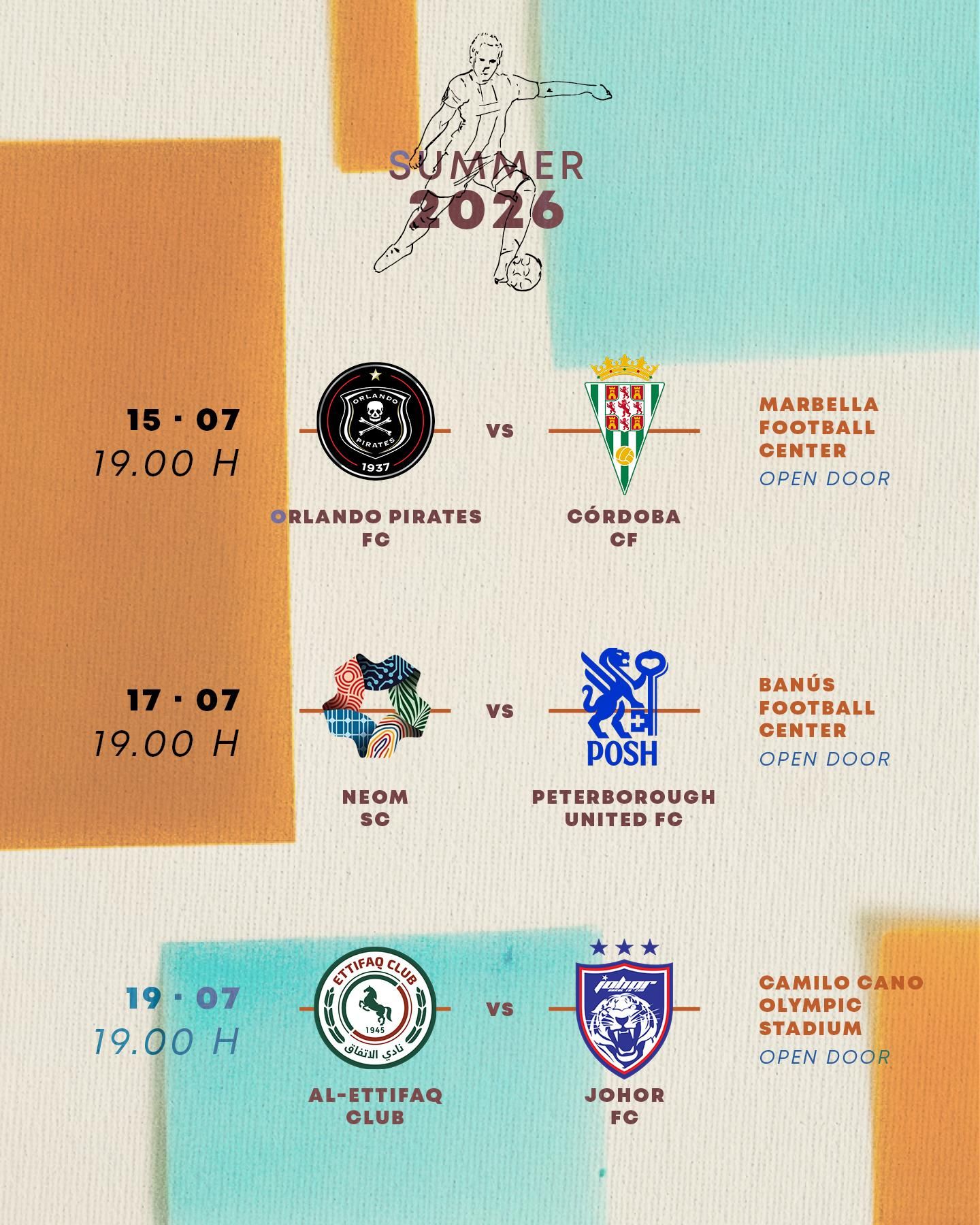 Partidos en el Marbella Fútbol Center entre el 16 y el 19 Julio
