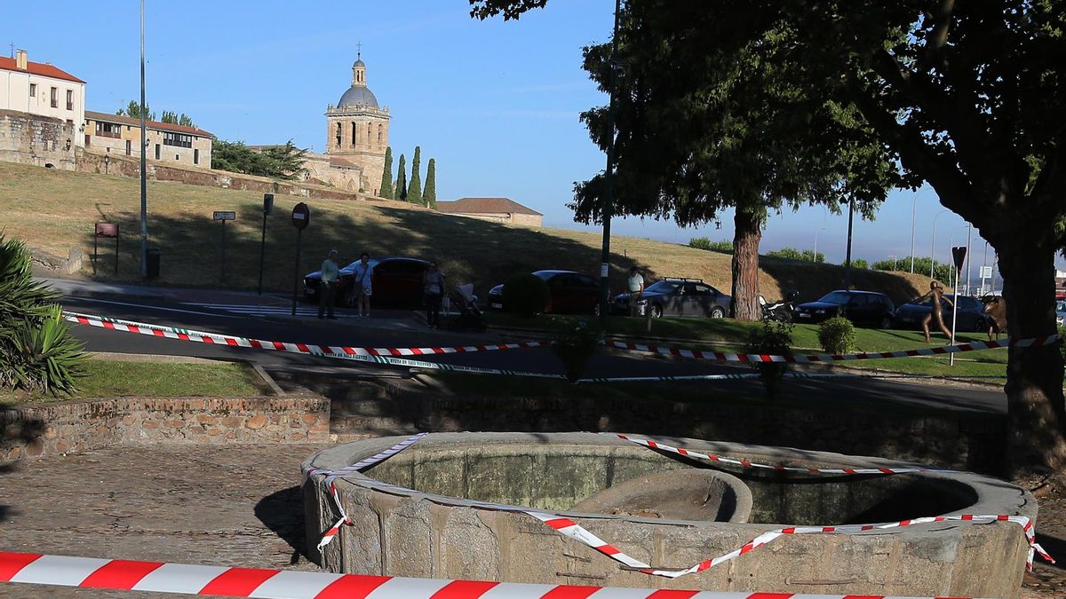 La fuente de la Glorieta del Árbol Gordo, en Ciudad Rodrigo, Salamanca, tras el suceso
