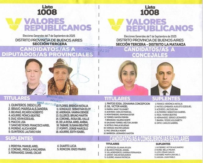 VALORES REPUBLICANOS - LA MATANZA
