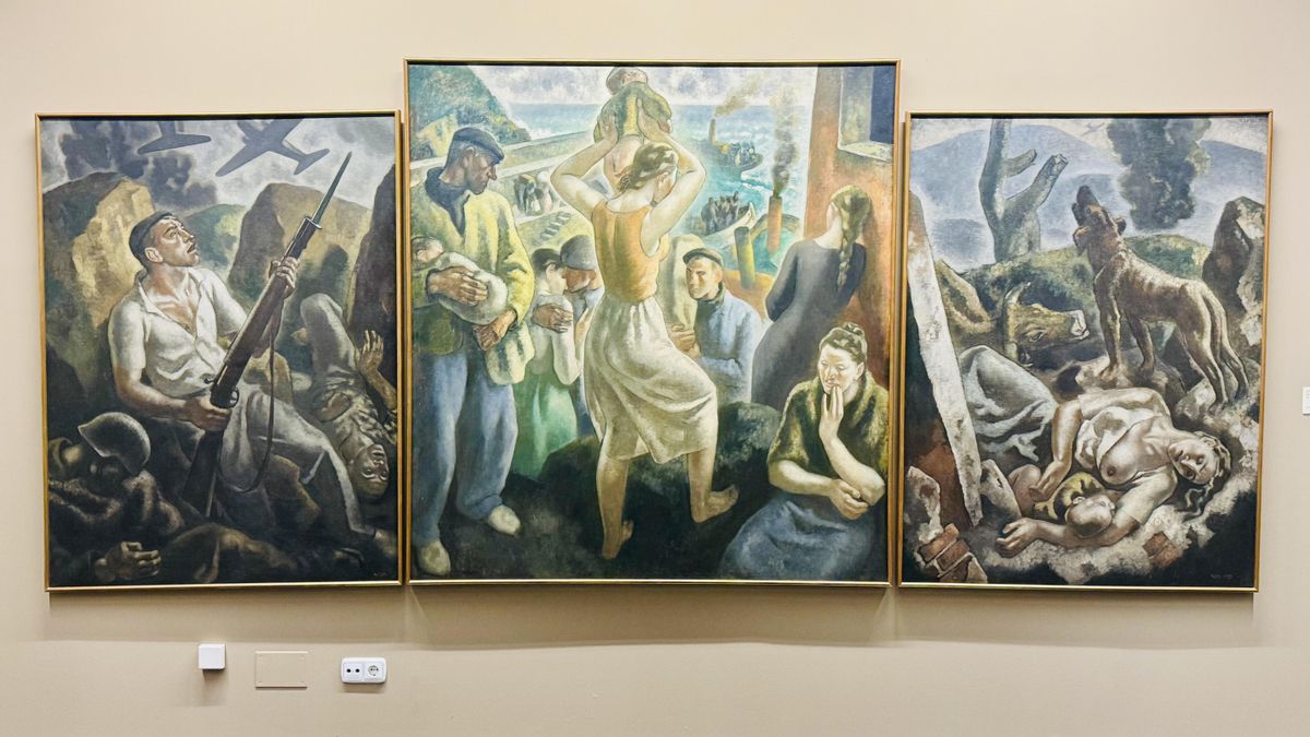 El otro 'Guernica' ya está expuesto en Vitoria: así es el tríptico de Arteta pintado en 1937 y que denuncia el bombardeo nazi