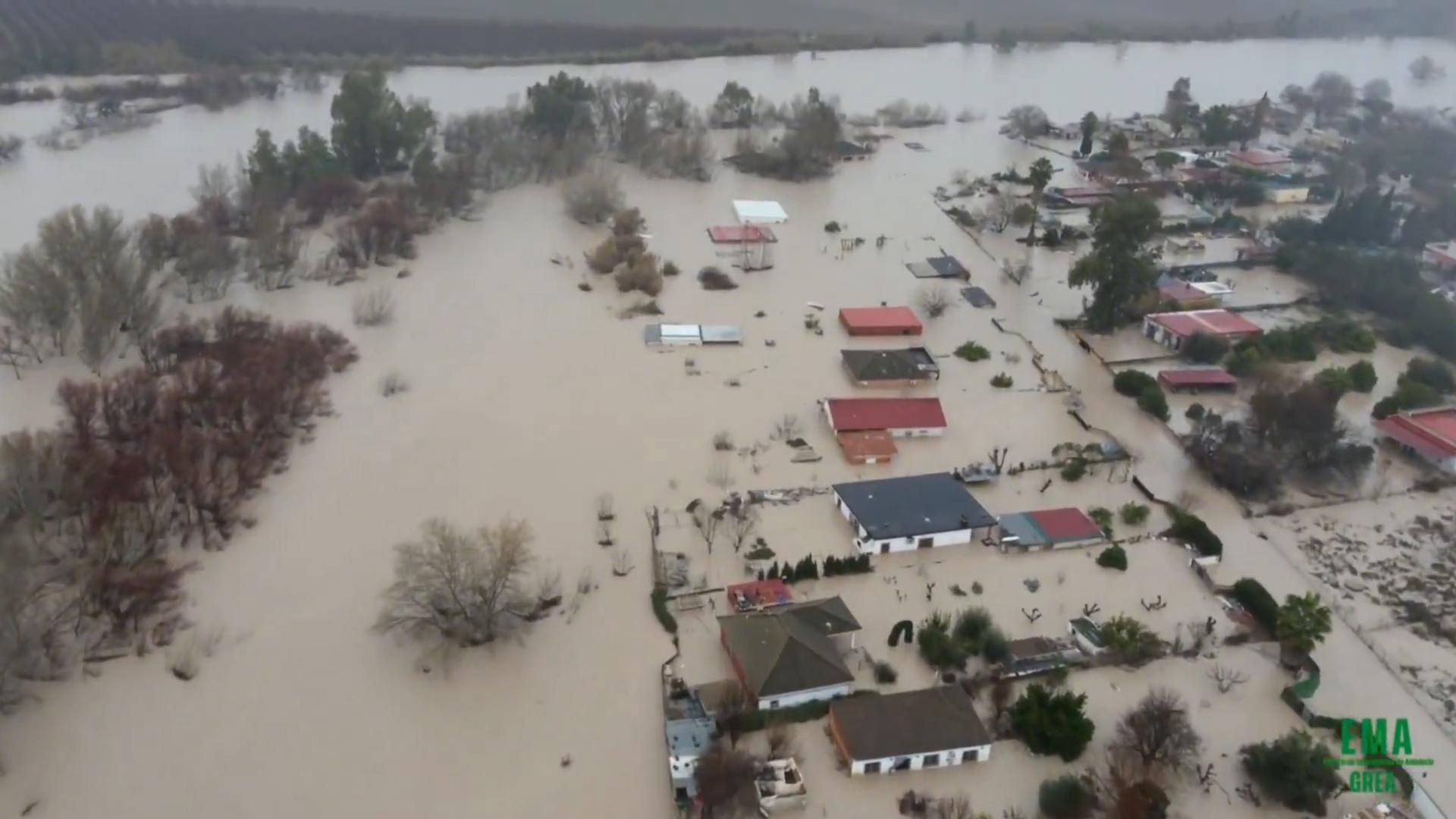 Imágenes aéreas de las parcelas afectadas por las inundaciones en Córdoba