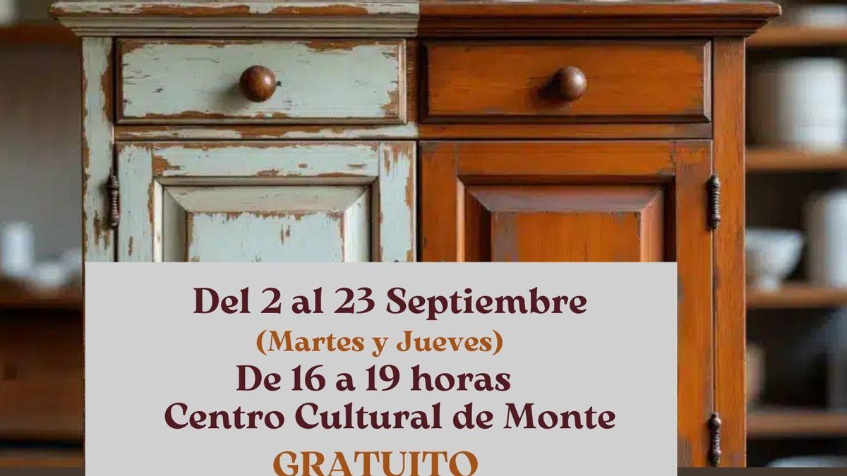 Imagen del cartel de lnuevo curso de restauración de muebles en Villa de Mazo.