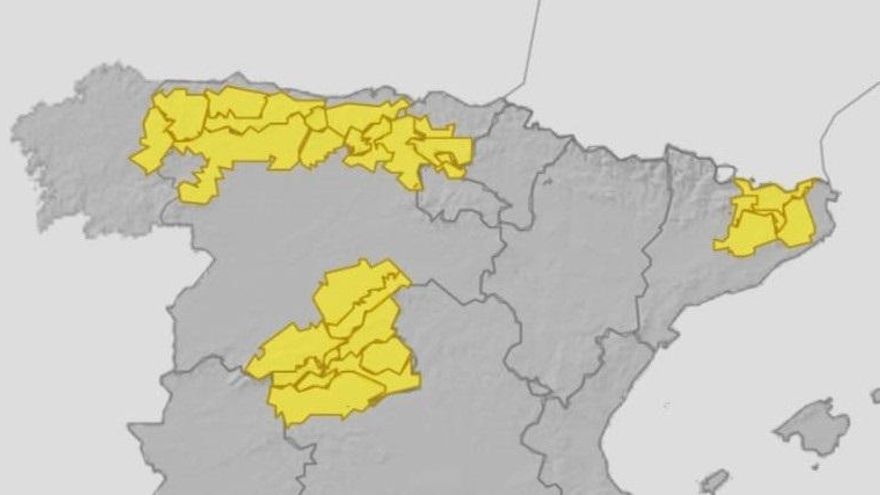 Avisos amarillos por tormetas decretados por la AEMET