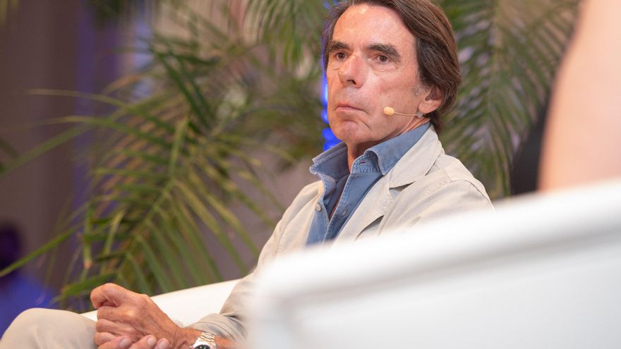 El expresidente del Gobierno, José María Aznar, durante un acto del PP de Ibiza