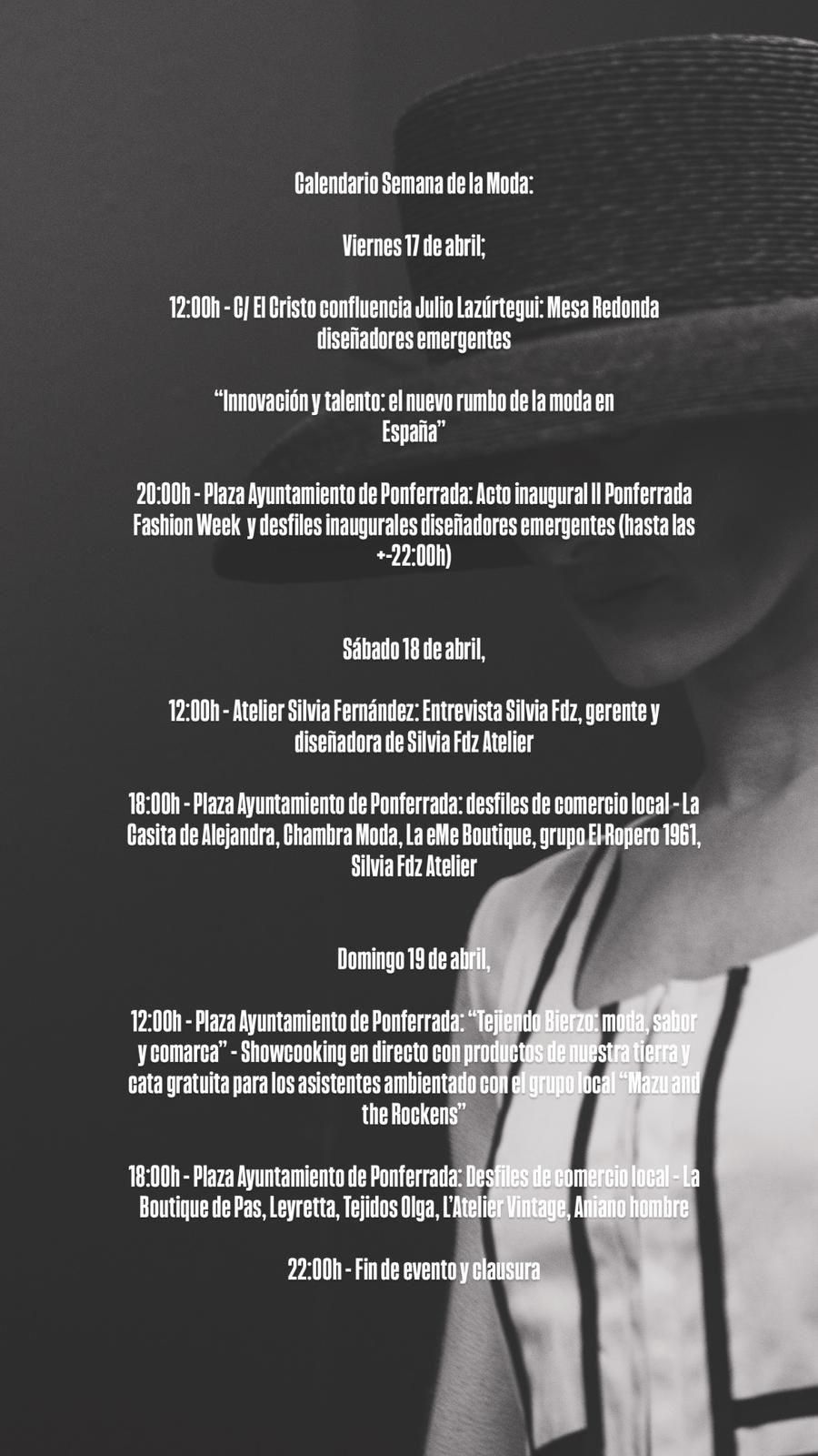 Calendario de la Semana de la Moda de Ponferrada de 2026.