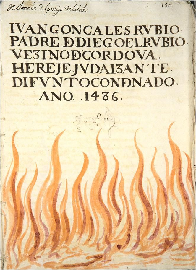 sambenito de Juan González Rubio, condenado en 1486, copiado en 1620 para la investigación de Rubio de Herrera.
