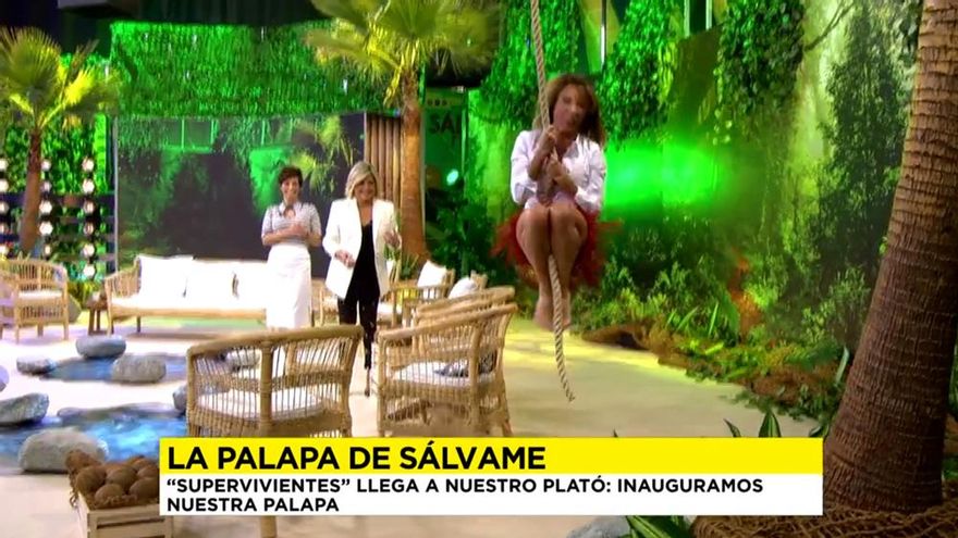 María Patiño se cuelga de la liana de la Palapa de 'Sálvame'