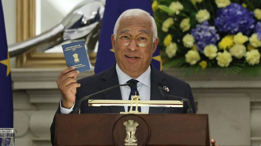 New Delhi (India), 27/01/2026.- El presidente del Consejo Europeo, Antonio Costa, durante un acto en Nueva Delhi, India. EFE/EPA/RAJAT GUPTA