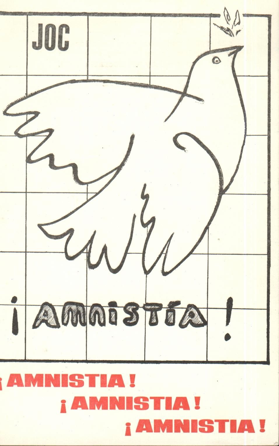 Reverso de un almanaque de bolsillo del año 1976 reclamando la libertad para los presos políticos. Fuente. Archivo de Juan Suárez Cambronero.