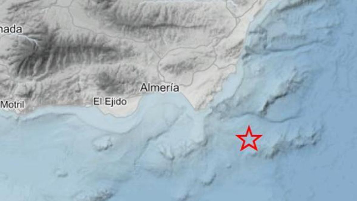 Punto del epicentro del terremoto observado este lunes.