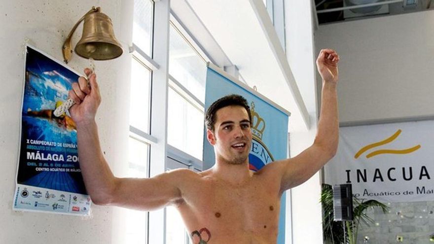 Rafa Muñoz, tras lograr la plusmarca mundial de 50 mariposa