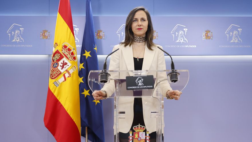 La líder de Podemos, Ione Belarra, durante su comparecencia este miércoles en el Congreso. EFE/ Mariscal