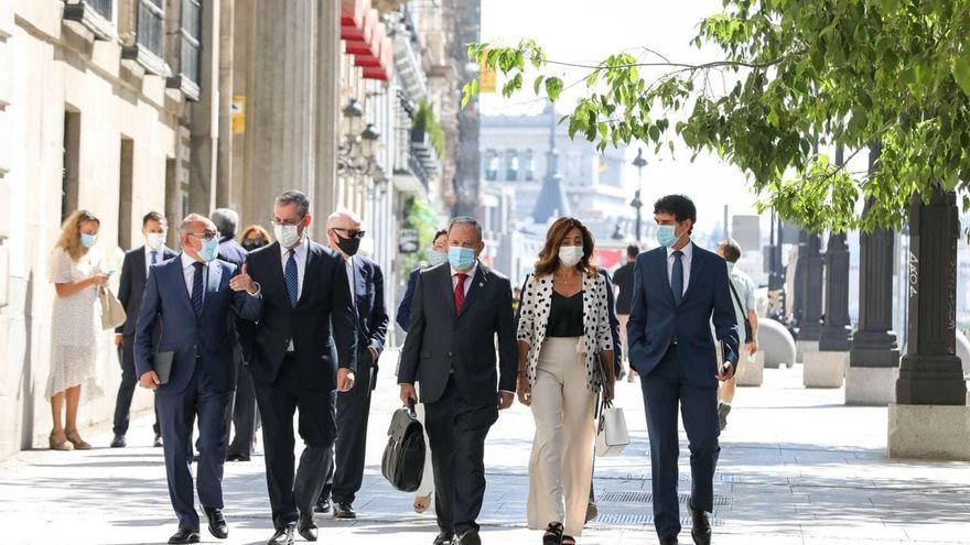 Ramiro González, Markel Olano, Unai Rementeria, entre otros cargos, en una reciente reunión en Madrid