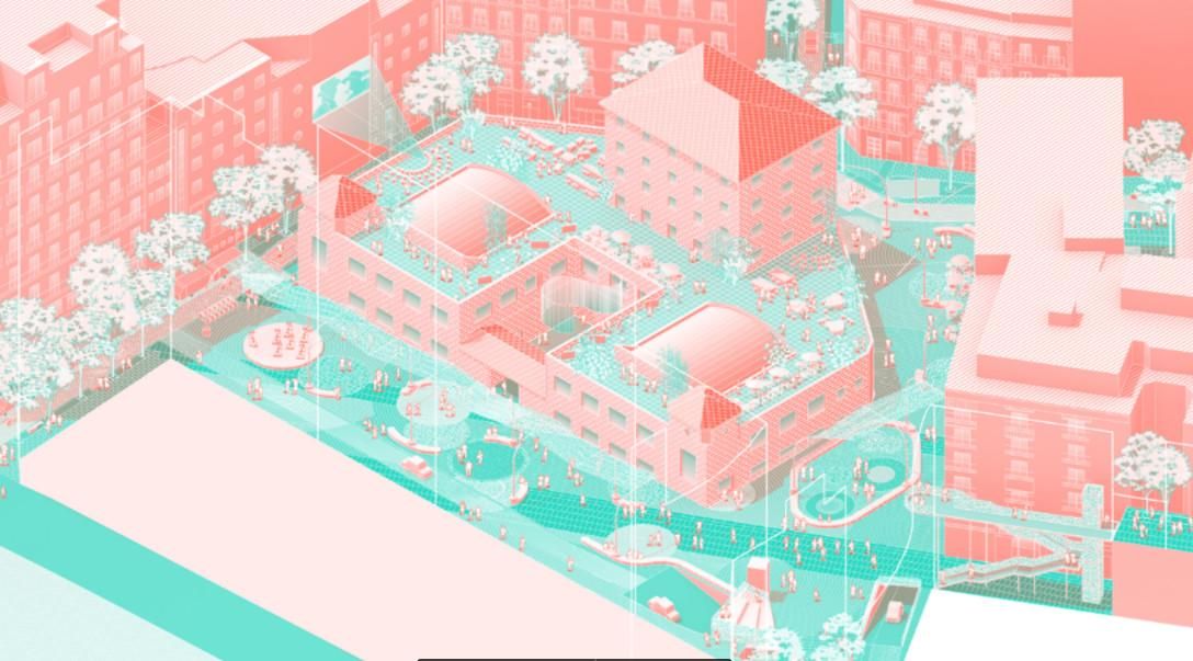 Imagen del proyecto de remodelación del entorno de Mostenses creada por Furii Studio para Europan14