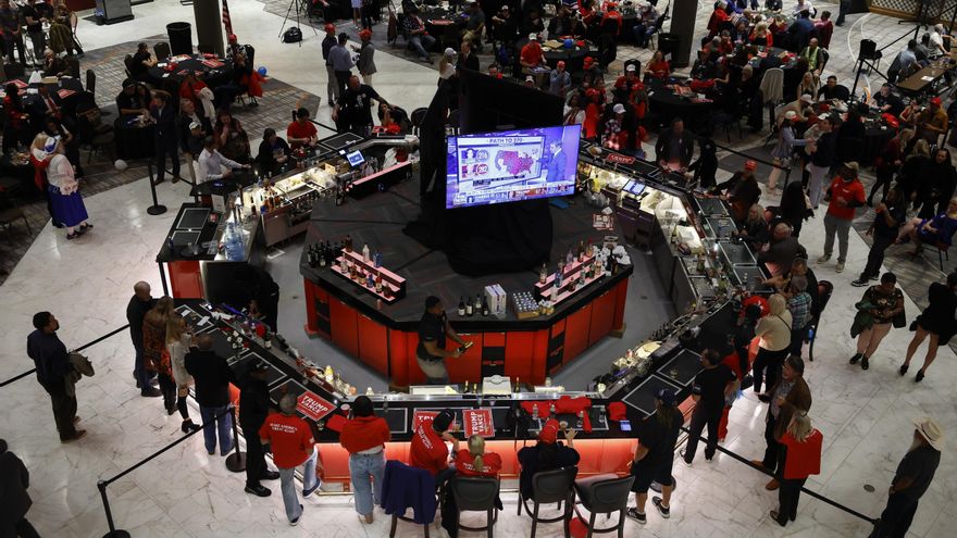 People attend the Nevada Republican Party watch party at the Ahern Hotel in Las Vegas, Nevada, USA, 05 November 2024.