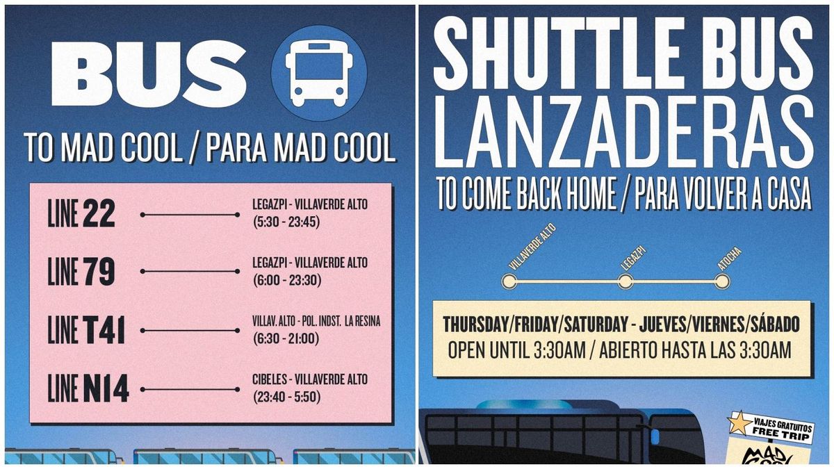Opciones para llegar y salir de Mad Cool en autobús