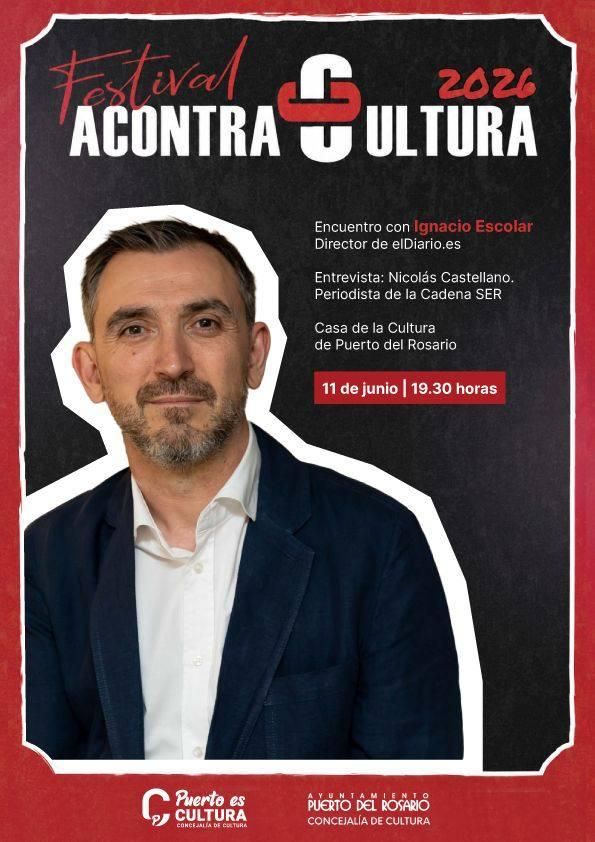 Cartel del festival A Contracultura 2026, con el director de elDiario.es, Ignacio Escolar.