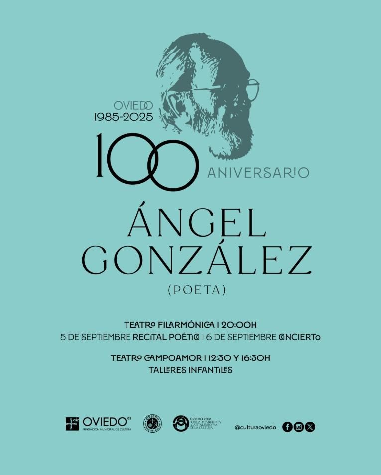 Cartel del centenario del nacimiento del poeta Ángel González.