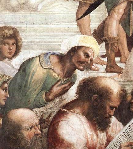 Averroes en el fresco 'La escuela de Atenas' de Rafael.