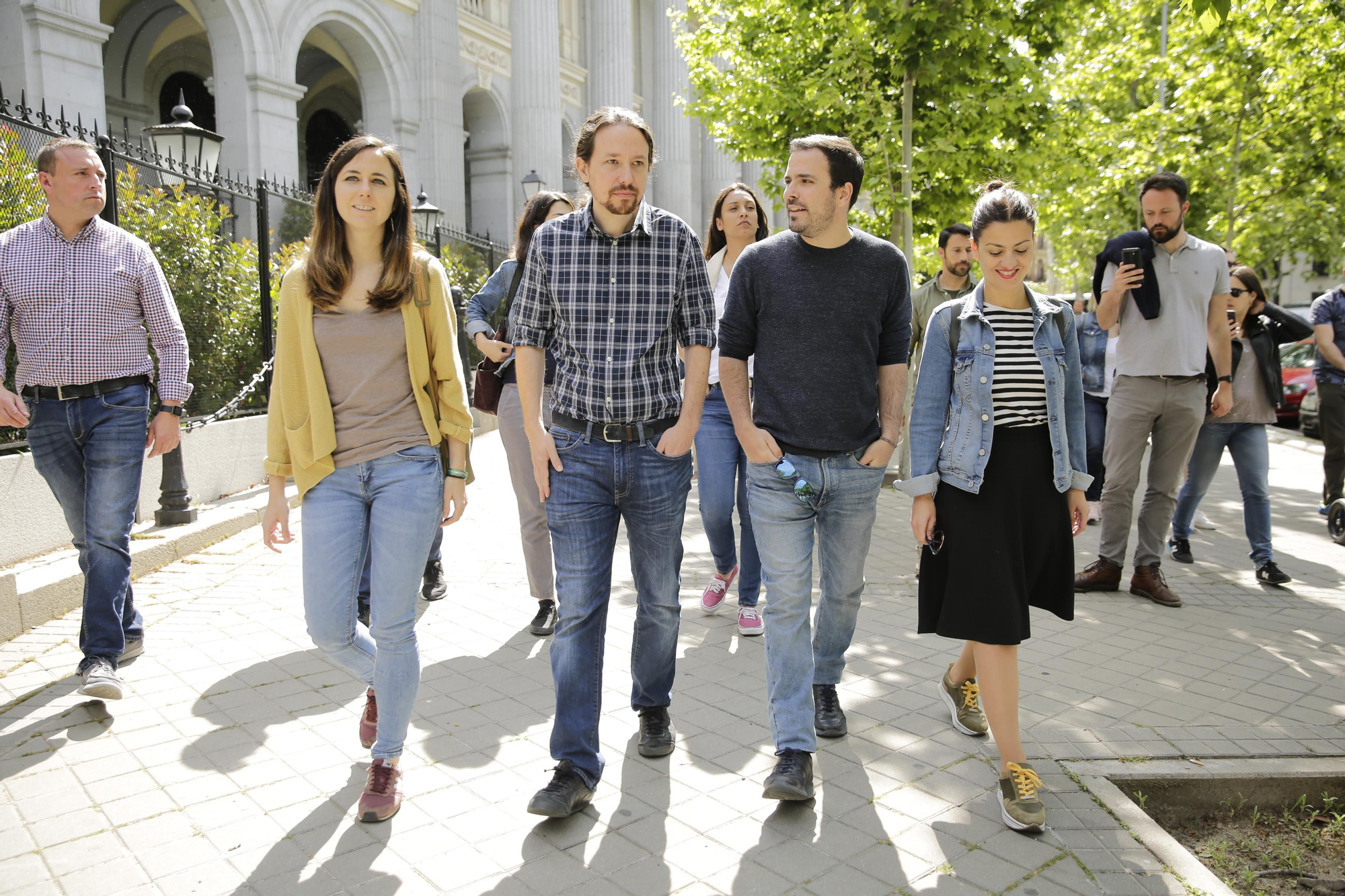 Pablo Iglesias y Alberto Garzón en la manifestación del Primero de Mayo