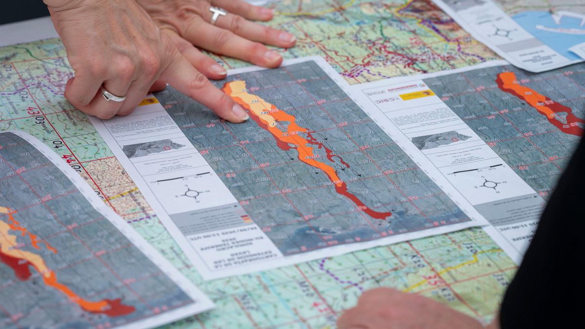 Mapa de la colada de lava en el simulacro de erupción en Tenerife.