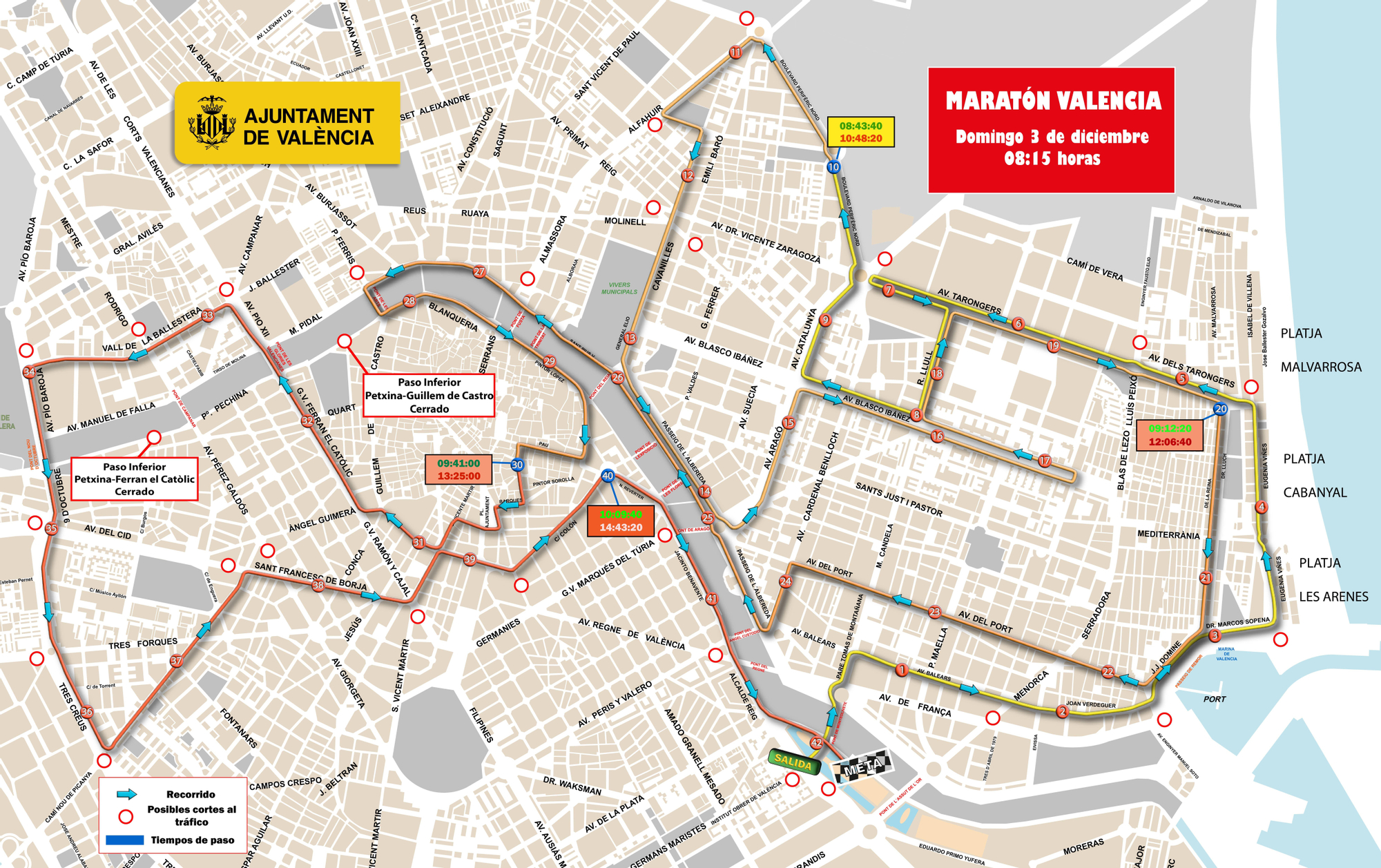 Recorrido del Maratón València.