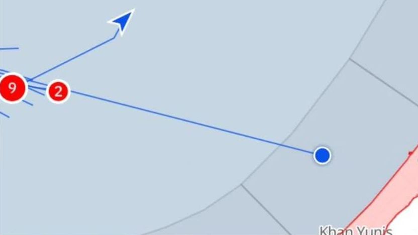 Imagen del barco Mikeno en aguas territoriales de Gaza.