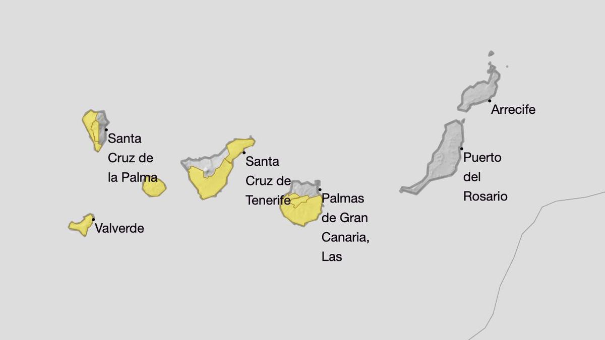 Avisos amarillos en Canarias este lunes.