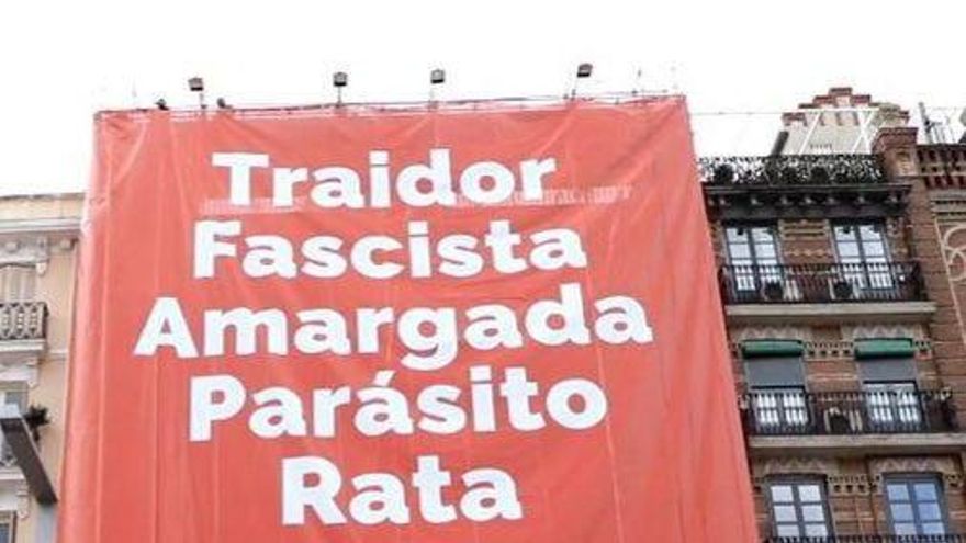 La lona electoral de Ciudadanos en el centro de Madrid