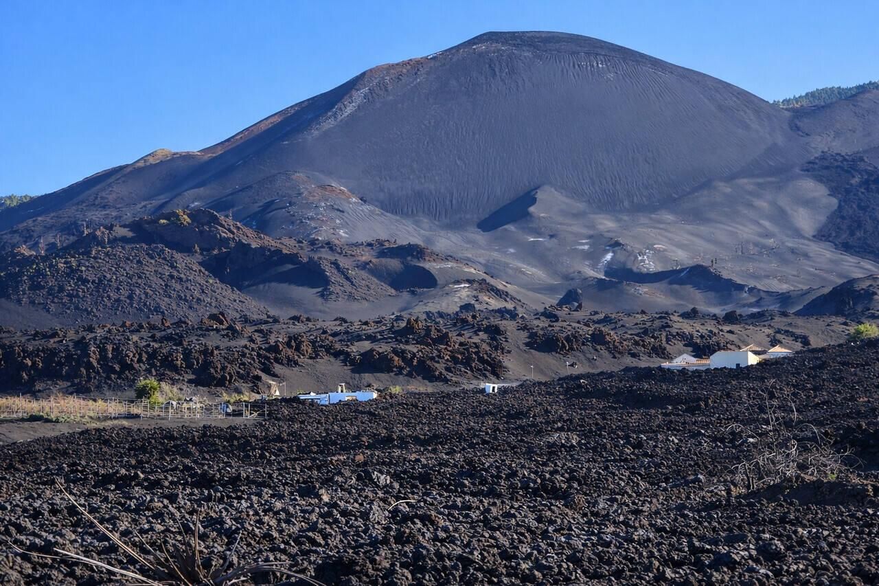 Vista parcial de la zona afectada por la erupción del Tajogaite.