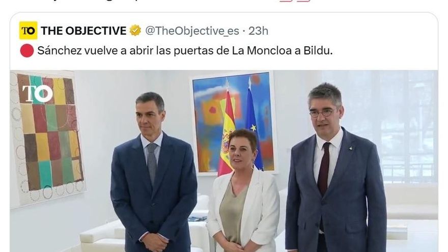 Mensaje de Ortega-Smith en la red social X insuktabndo al presidente del Gobierno