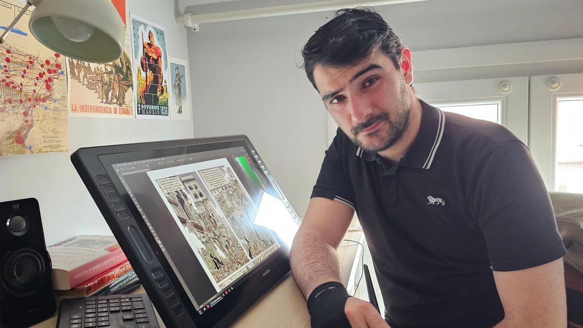 Tabernilla trabajando en la novela gráfica