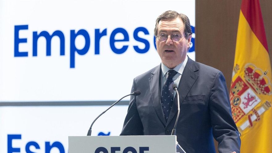 El presidente de CEOE, Antonio Garamendi, durante la jornada ‘Líderes Verdes: Empresas al Frente de la Transformación Ecológica’, en la CEOE, a 4 de junio de 2026, en Madrid (España).