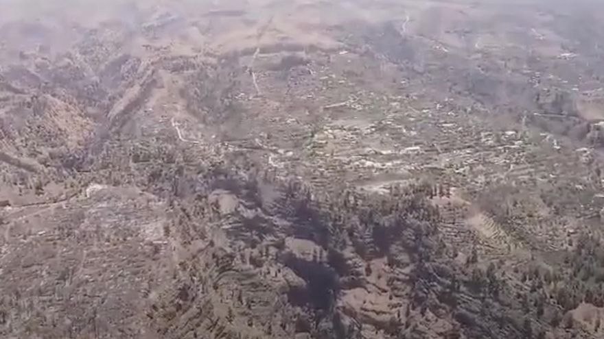 La zona afectada por el incendio de La Palma, vista desde el aire
