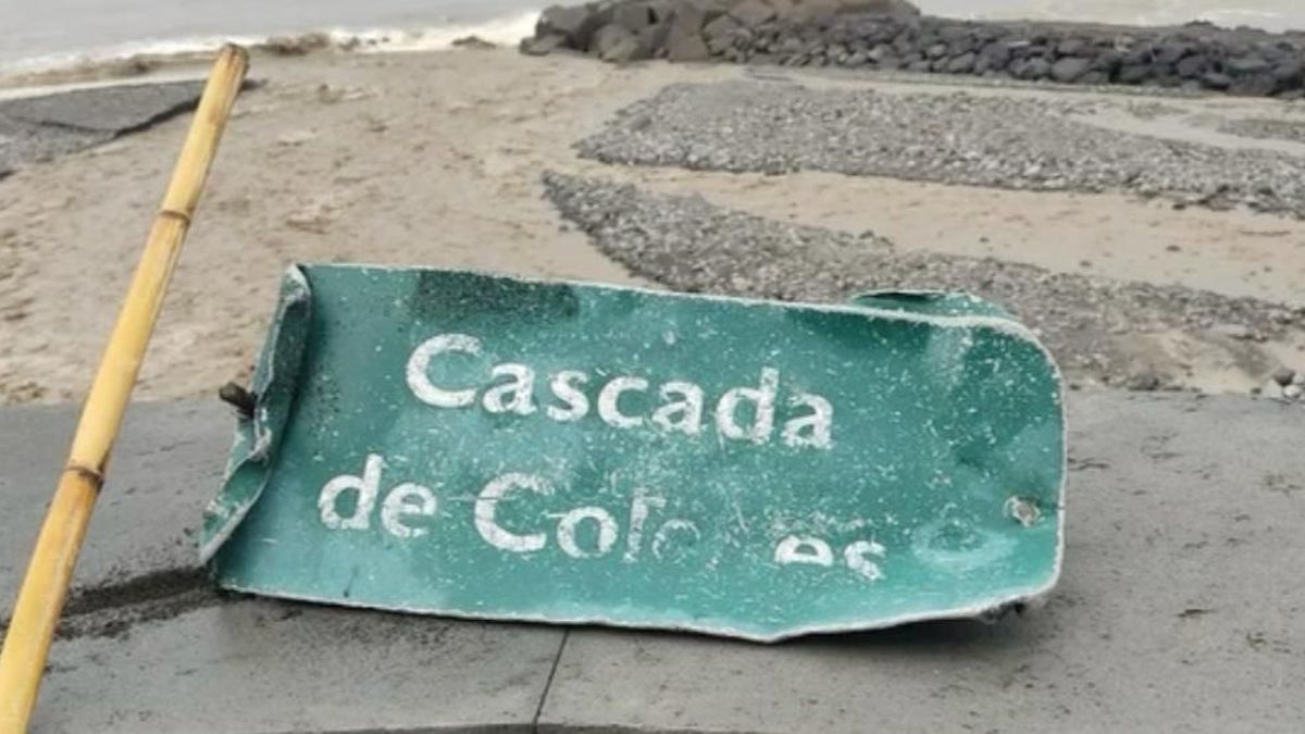 La  borrasca Therese deja sin placa a la  Cascada de Colores: "Nos tememos lo peor en este entorno"