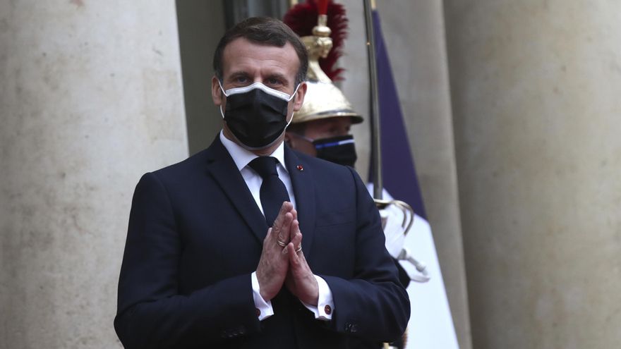 El presidente francés Emmanuel Macron durante la recepción al presidente egipcio en el Palacio del Elíseo.